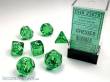 Chessex Würfel CHX23075 - Green w/white Translucent Polyhedral 7-Die Sets