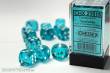 Chessex CHX23615 - Translucent 16mm d6 Teal/white Dice Block (12 dice)