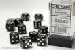 Chessex Würfel CHX25608 - Black w/white Opaque 16mm d6 with pips Dice Blocks (12 Dice)