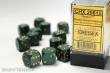 Chessex Würfel CHX25615 - Dusty Green w/gold Opaque 16mm d6 with pips Dice Blocks™ (12 Dice)