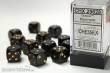 Chessex Würfel CHX25628 - Black w/gold Opaque 16mm d6 with pips Dice Blocks™ (12 Dice)