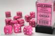 Chessex CHX25644 - Opaque 16mm d6 Pink/white Dice Block™ (12 dice)