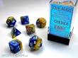 Chessex Würfel CHX26422 - Blue-Gold w/white Gemini™ Polyhedral 7-Die Sets