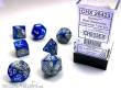 Chessex Würfel CHX26423 - Blue-Steel w/white Gemini™ Polyhedral 7-Die Sets
