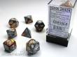 Chessex Würfel CHX26424 - Copper-Steel w/white Gemini™ Polyhedral 7-Die Sets