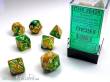 Chessex Würfel CHX26425 - Gold-Green w/white Gemini™ Polyhedral 7-Die Sets