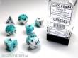 Chessex Würfel CHX26444 - White-Teal w/black Gemini™ Polyhedral 7-Die Sets