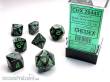 Chessex Würfel CHX26445 - Black-Grey w/green Gemini™ Polyhedral 7-Die Sets