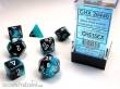 Chessex Würfel CHX26446 - Black-Shell w/white Gemini™ Polyhedral 7-Die Sets