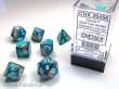 Chessex Würfel CHX26456 - Steel-Teal w/white Gemini™ Polyhedral 7-Die Sets