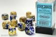 Chessex Würfel CHX26622 - Blue-Gold w/white Gemini™ 16mm d6 with pips Dice Blocks™ (12 Dice)
