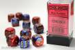 Chessex Würfel CHX26629 - Blue-Red w/gold Gemini™ 16mm d6 with pips Dice Blocks™ (12 Dice)