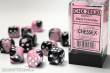 Chessex Würfel CHX26630 - Black-Pink w/white Gemini™ 16mm d6 with pips Dice Blocks™ (12 Dice)