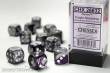 Chessex Würfel CHX26632 - Purple-Steel w/white Gemini™ 16mm d6 with pips Dice Blocks™ (12 Dice)