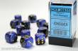 Chessex Würfel CHX26635 - Black-Blue w/gold Gemini™ 16mm d6 with pips Dice Blocks™ (12 Dice)