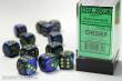 Chessex Würfel CHX26636 - Blue-Green w/gold Gemini™ 16mm d6 with pips Dice Blocks™ (12 Dice)