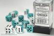 Chessex Würfel CHX26644 - White-Teal w/black Gemini™ 16mm d6 with pips Dice Blocks™ (12 Dice)
