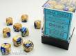 Chessex Würfel CHX26822 - Blue-Gold w/white Gemini™ 12mm d6 with pips Dice Blocks™ (36 Dice)