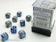 Chessex Würfel CHX26823 - Blue-Steel w/white Gemini™ 12mm d6 with pips Dice Blocks™ (36 Dice)