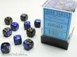 Chessex Würfel CHX26835 - Black-Blue w/gold Gemini™ 12mm d6 with pips Dice Blocks™ (36 Dice)