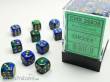 Chessex Würfel CHX26836 - Blue-Green w/gold Gemini™ 12mm d6 with pips Dice Blocks™ (36 Dice)