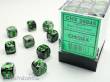 Chessex Würfel CHX26845 - Black-Grey w/green Gemini 12mm d6 with pips Dice Blocks (36 Dice)