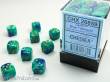 Chessex Würfel CHX26859 - Blue-Teal w/gold Gemini™ 12mm d6 with pips Dice Blocks™ (36 Dice)