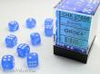 Chessex Würfel CHX27806 - Frosted™ Blue w/white Signature™ 12mm d6 with pips Dice Blocks™ (36 Dice)