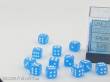 Chessex Würfel CHX27816 - Frosted™ Caribbean Blue™ w/white Signature™ 12mm d6 with pips Dice Blocks™ (36 Dice)