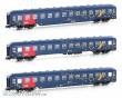 Hobbytrain H22209 - 3er Set Liegewagen Bcm DSB, Ep.V