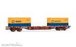 Electrotren HE6101 - RENFE, MMC3-Containerwagen, beladen mit 2 x 20´-Container „RENFE“, oxidrote Farbgebung