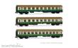 Arnold HN4482 - DR, 3-tlg. Set OSShD-Wagen Typ B, Nr. 2/2, bestehend aus 1 x A + 1 x AB + 1 x Bc, grün/beige Farbgebung, Ep. IV
