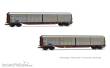 Rivarossi HR6673 - FS, 2-tlg. Set Schiebewandwagen der Bauart Habils, in silber/brauner Farbgebung mit geneigtem und abgerundetem FS-Logo, Ep. V