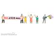 Kato K24-252A - 6er Set Figuren mir Flaggen, Set A