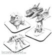Privateer Press Übersee PIP51184 - Belcher, LTA Fighter, Dire Ant - Monsterpocalypse Elite Destroyers Unit (metal/resin)