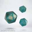 Q-Workshop QWSSRQE97 - RuneQuest Turquoise & gold Expansion Dice (3)