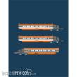 Azar Models T01-OR2 - TGV Sud-Est - 3 intermediate coaches set - orange