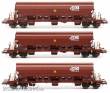 B-Models VB-83019 - Set mit 3 SNCB GetreideWagen Ep.V-VI in brauner Farbgebung