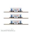 Azar Models W03-LSP - 3teiliges Set 4-achsige Planenhaubenwagen mit ´LogServ´ Logo